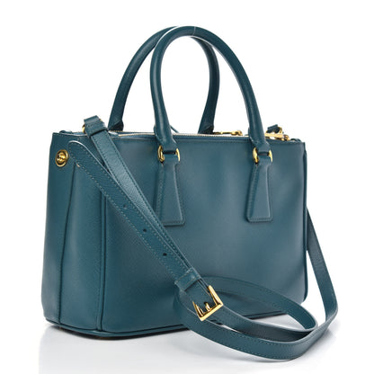 Prada Saffiano Lux Mini Galleria Double Zip Tote Ottanio 3 of 10