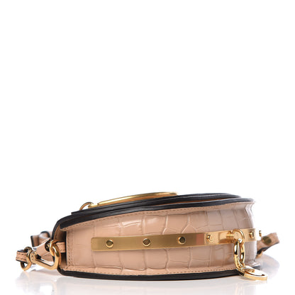 Chloe Calfskin Crocodile Embossed Small Nile Bracelet Minaudiere Bag Nut 4 of 11