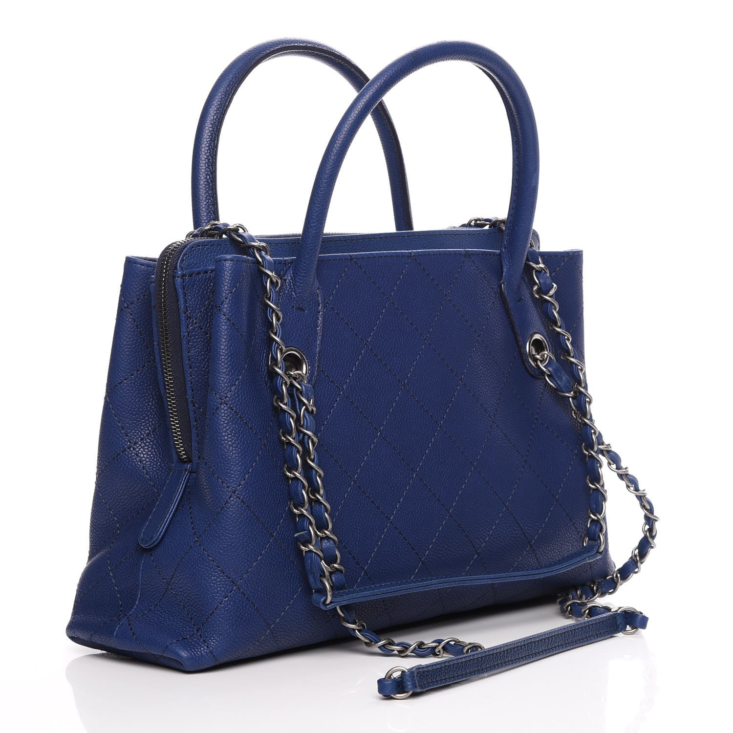 Chanel Grained Vegetal Calfskin Small Urban Shopping Tote Navy 3 of 7