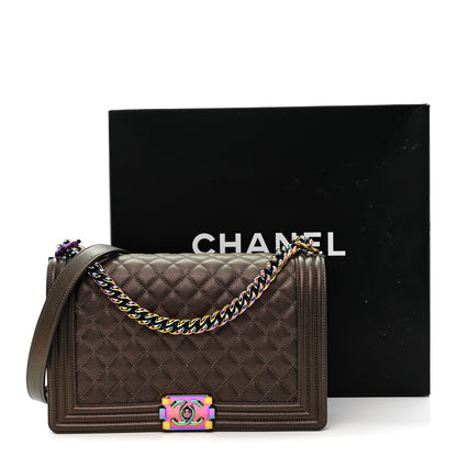 Chanel Iridescent Goatskin Quilted New Medium Boy Flap Bronze 12 of 12