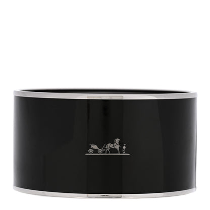 Hermes Enamel Printed Extra Wide Caleche Bracelet 70 Black 1 of 5