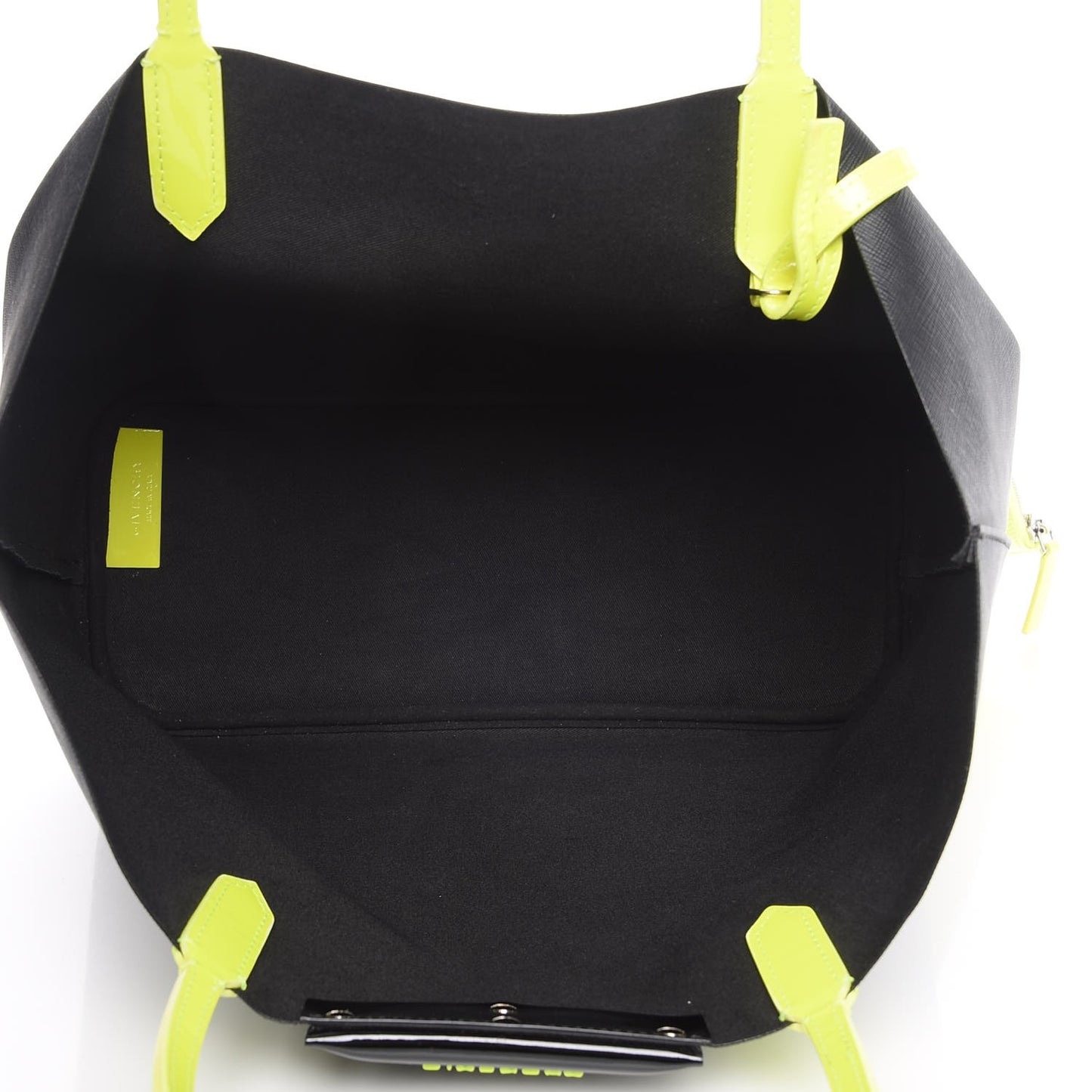 Calfskin Small Antigona Tote Black Neon Yellow