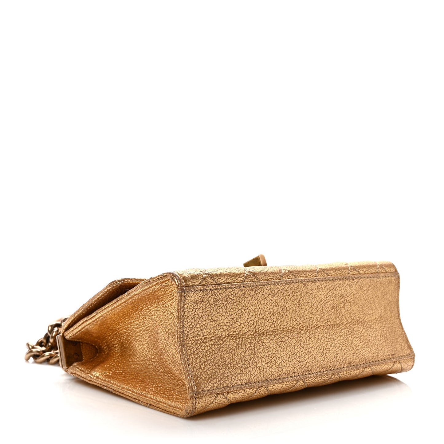 Metallic Goatskin Quilted Rita Flap Gold