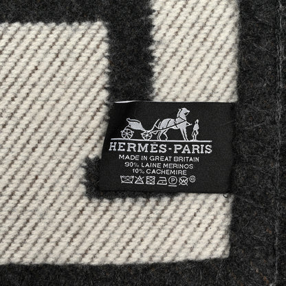 Hermes Wool Cashmere Avalon Blanket Ecru Gris Fonce 3 of 3