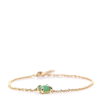David Yurman 18K Yellow Gold Diamond Chrysoprase 8mm Chatelaine Bracelet 1 of 7