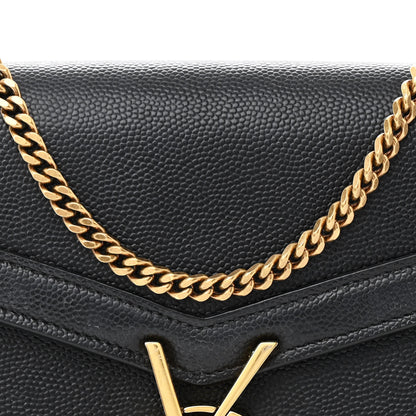 Saint Laurent Grain De Poudre Monogram Cassandra Chain Wallet Black 8 of 14
