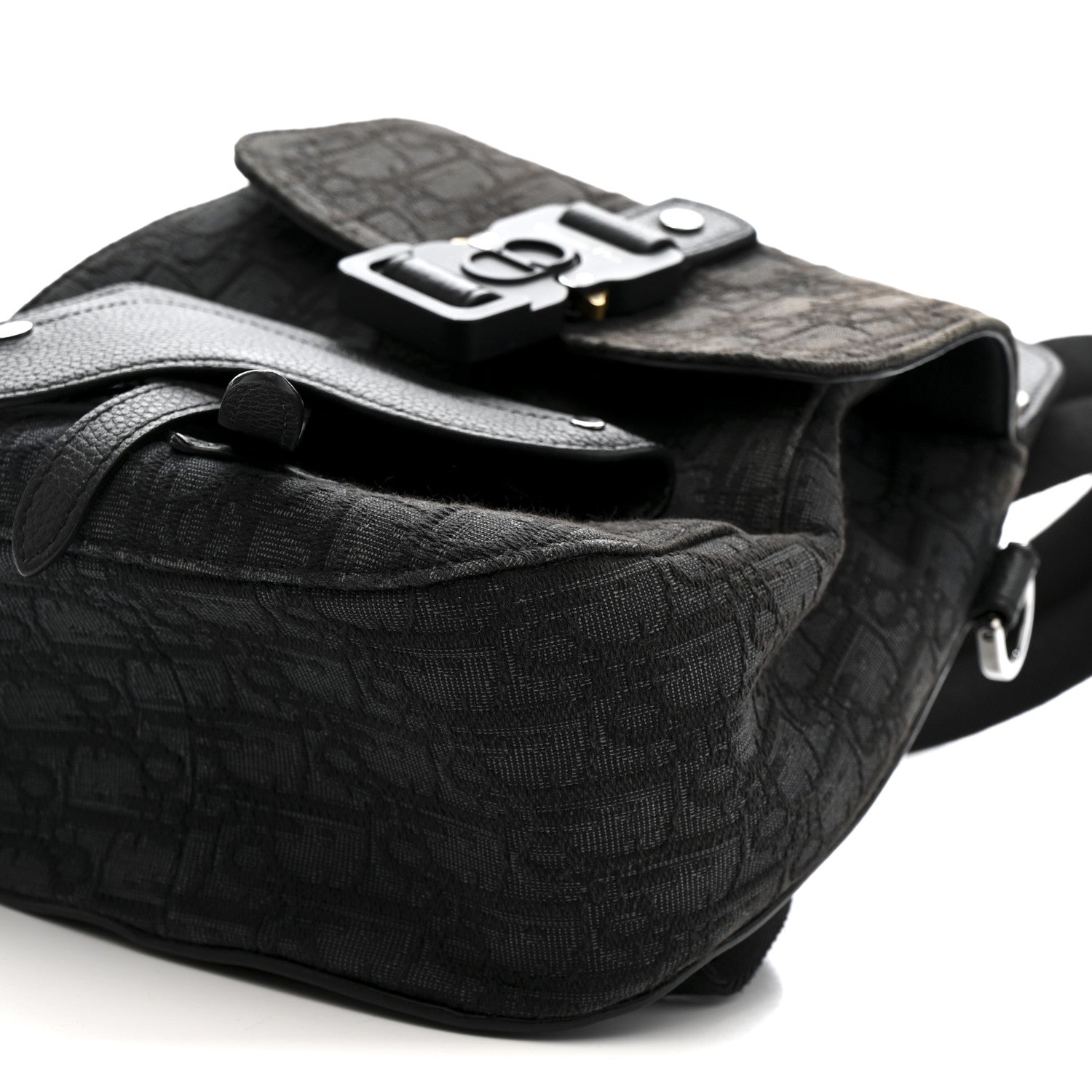 Christian Dior Oblique Jacquard Mini Saddle Backpack Black Blue 10 of 13