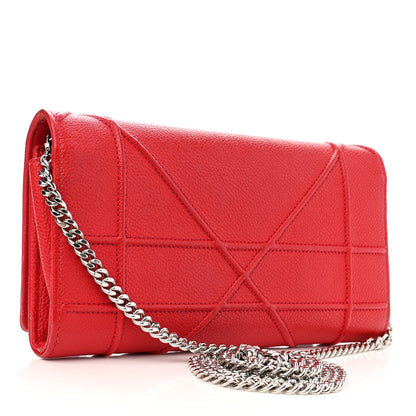 Christian Dior Grained Calfskin Diorama Croisiere Chain Wallet Red 3 of 14