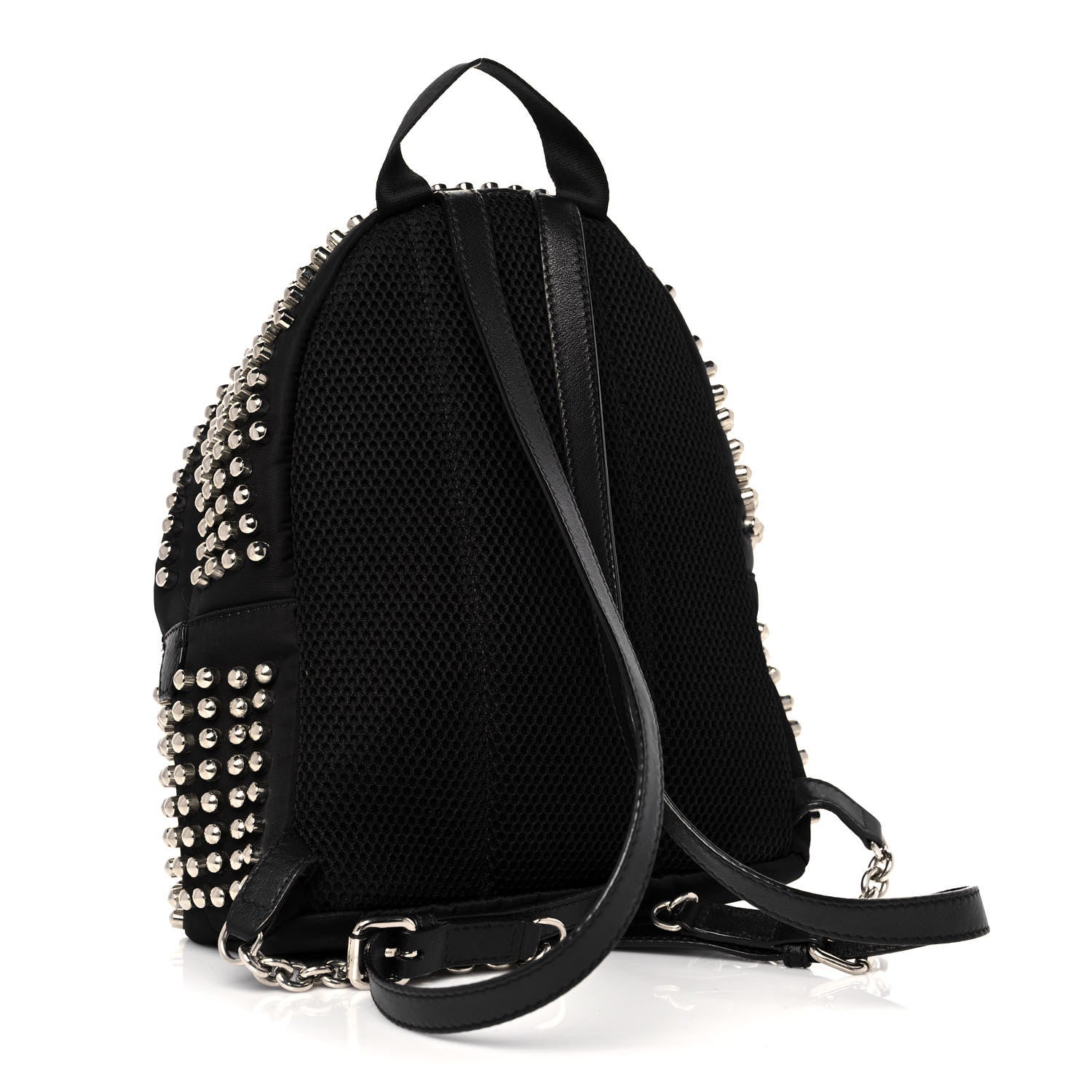Fendi Nylon Vitello Dolce Studded Monster Mini Backpack Black 3 of 12