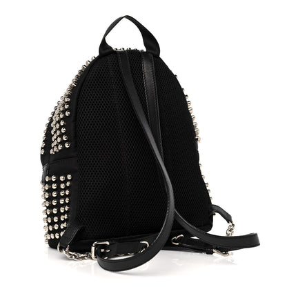 Fendi Nylon Vitello Dolce Studded Monster Mini Backpack Black 3 of 12