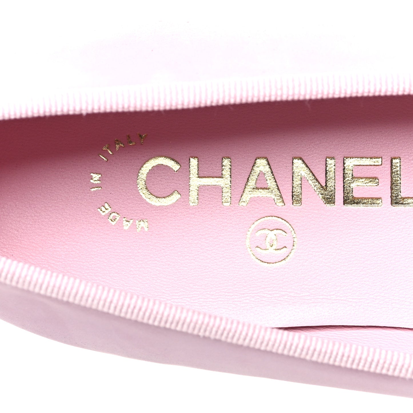 Suede Calfskin Cap Toe CC Ballerina Flats 38 Light Pink