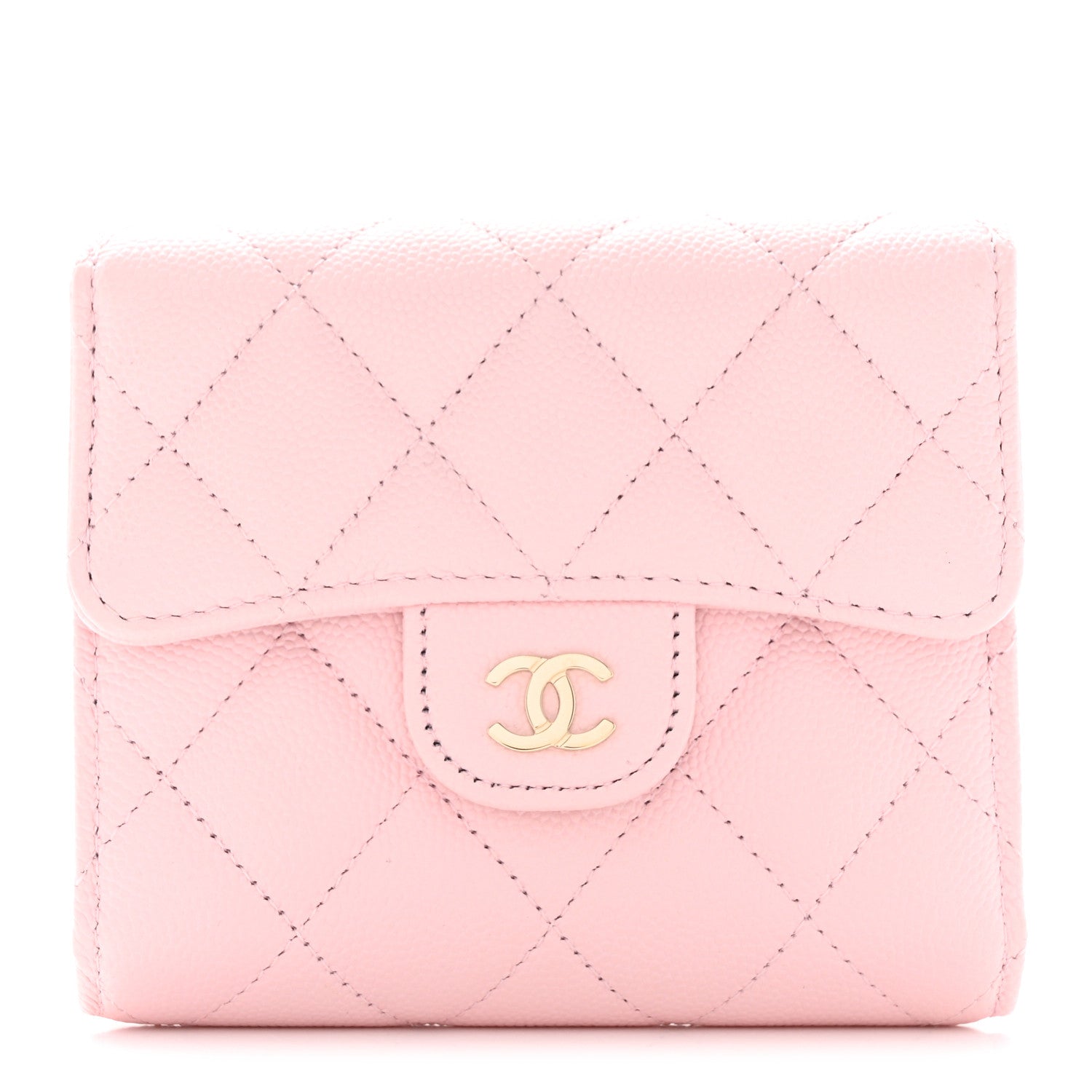 Chanel Caviar Quilted Compact Flap Wallet Light Pink 1 of 8