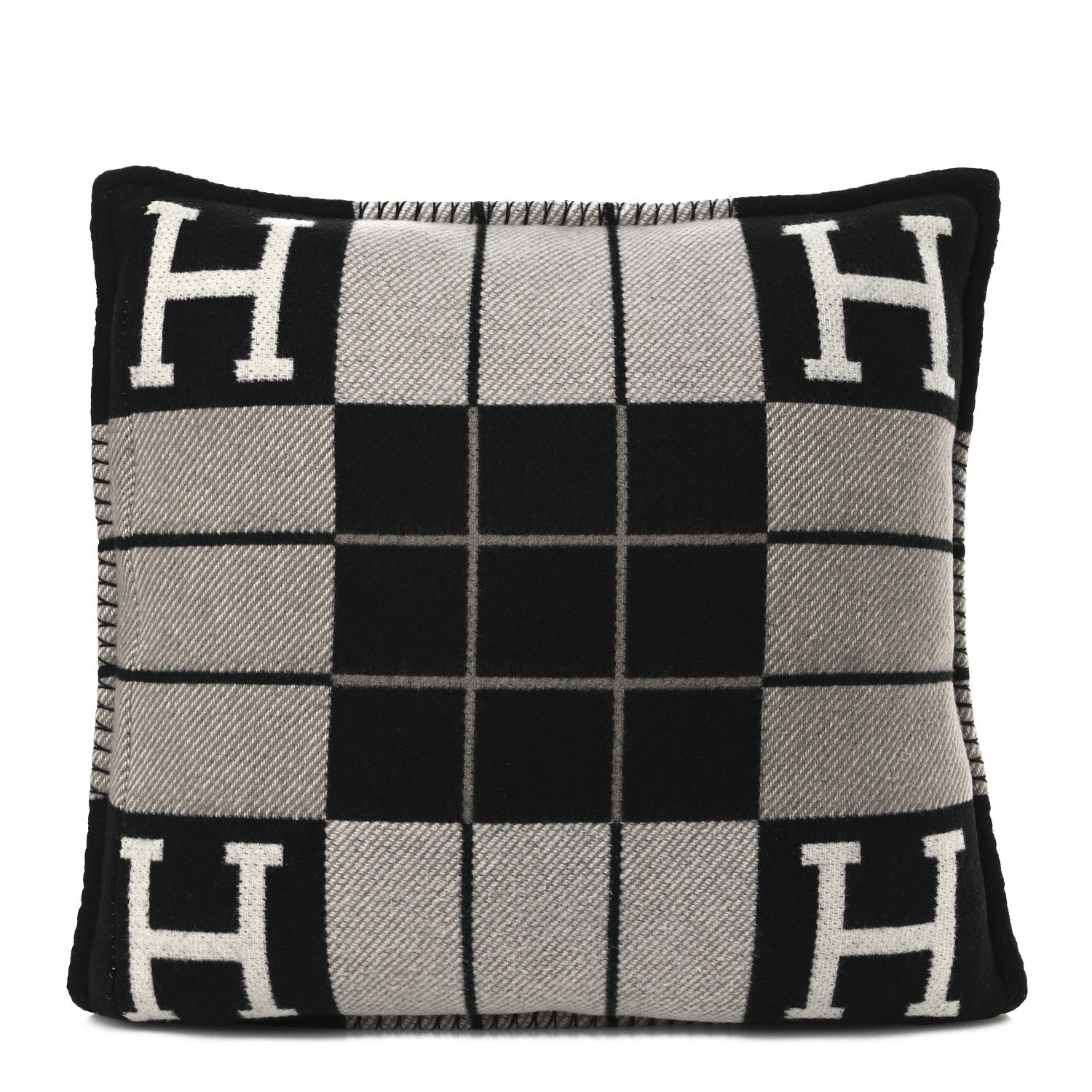Hermes Wool Cashmere Avalon III Pillow PM Ecru Black 2 of 4
