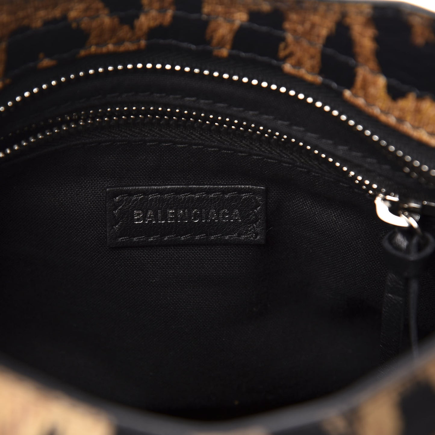 Smooth Calfskin Leopard Print Classic Silver Hardware Mini City Beige