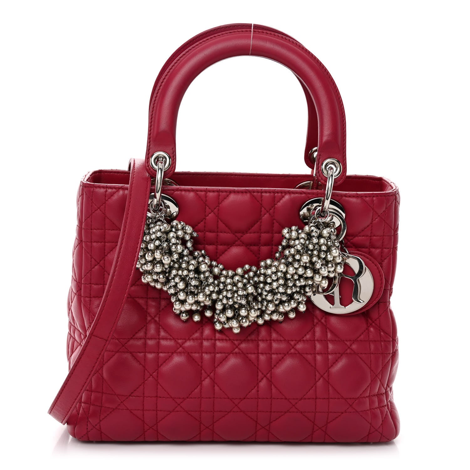 Christian Dior Lambskin Cannage Medium Pearl Lady Dior Dark Pink 1 of 9