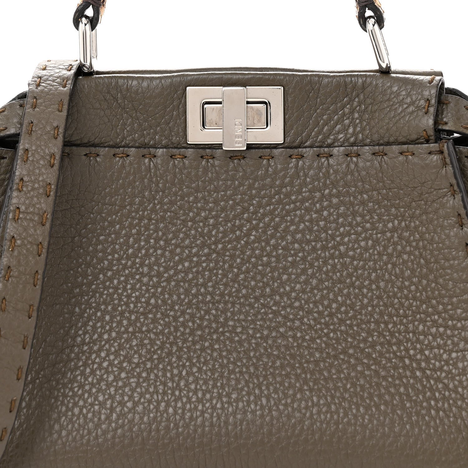 Fendi Cuoio Romano Snakeskin Selleria Mini Peekaboo Iconic Satchel Corda White 9 of 11