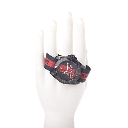 Gucci Stainless Steel Nylon 45mm Le Marche Des Merveilles Snake Quartz Watch Navy 2 of 7