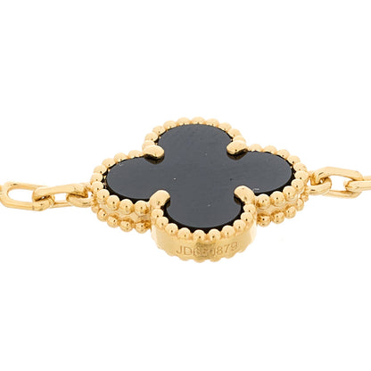 Van Cleef & Arpels 18K Yellow Gold Black Onyx 5 Motifs Vintage Alhambra Bracelet 3 of 5