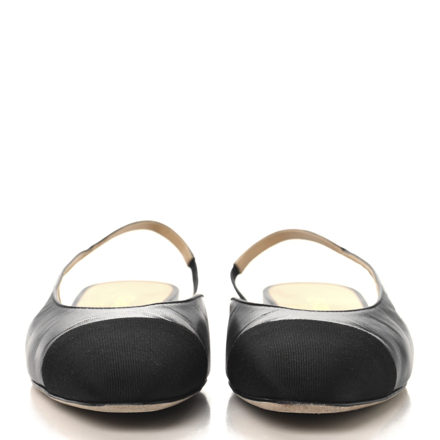 Goatskin Grosgrain Cap Toe CC Slingback Flats 39 Black
