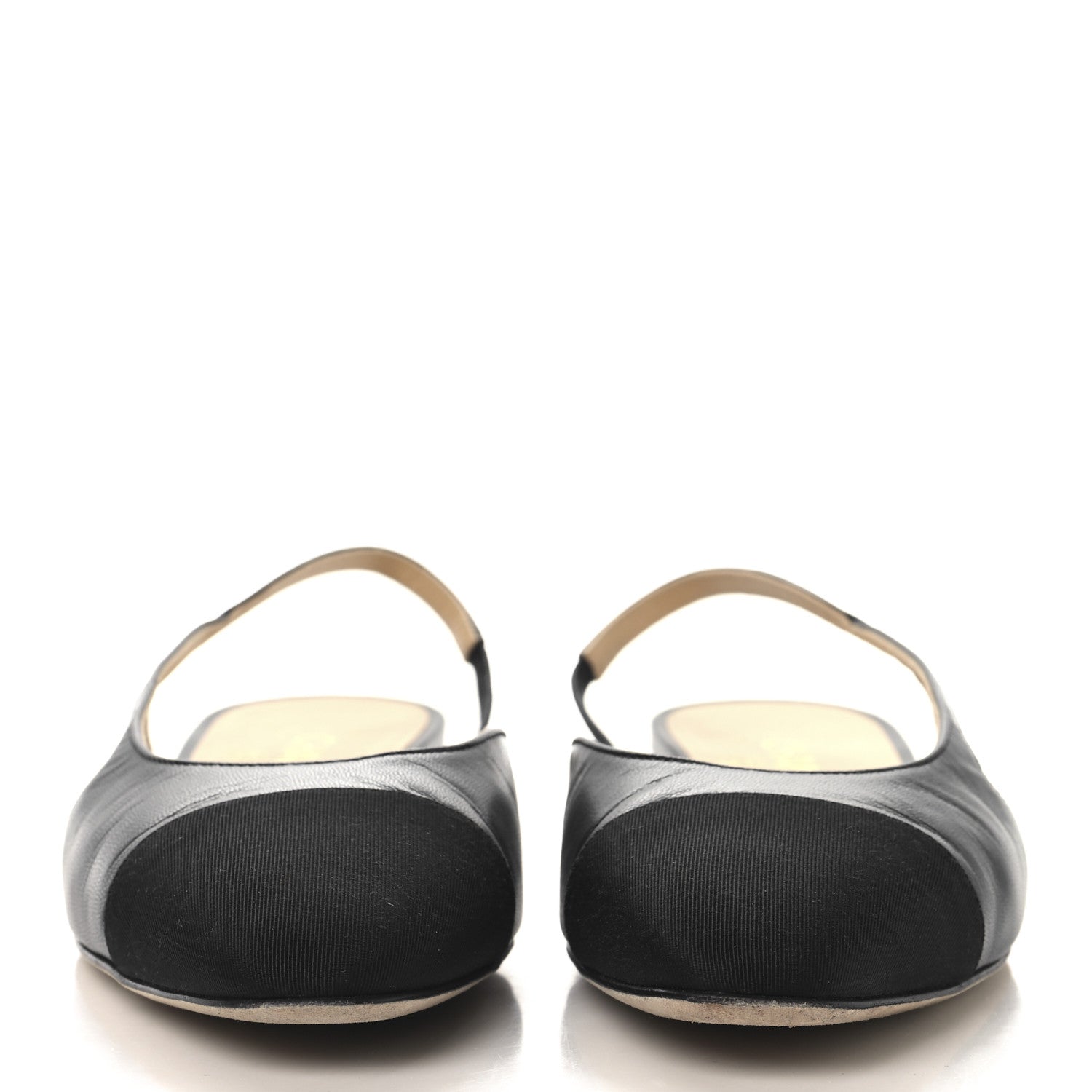 Chanel Goatskin Grosgrain Cap Toe CC Slingback Flats 39 Black 3 of 10