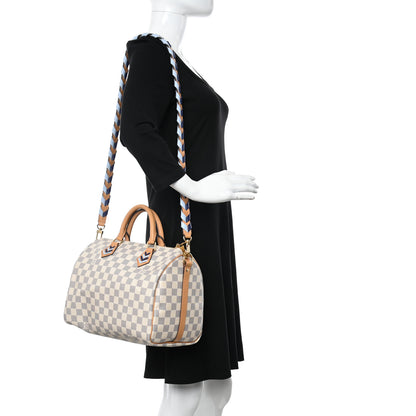 Louis Vuitton Damier Azur Braided Speedy Bandouliere 30 Blue 2 of 9
