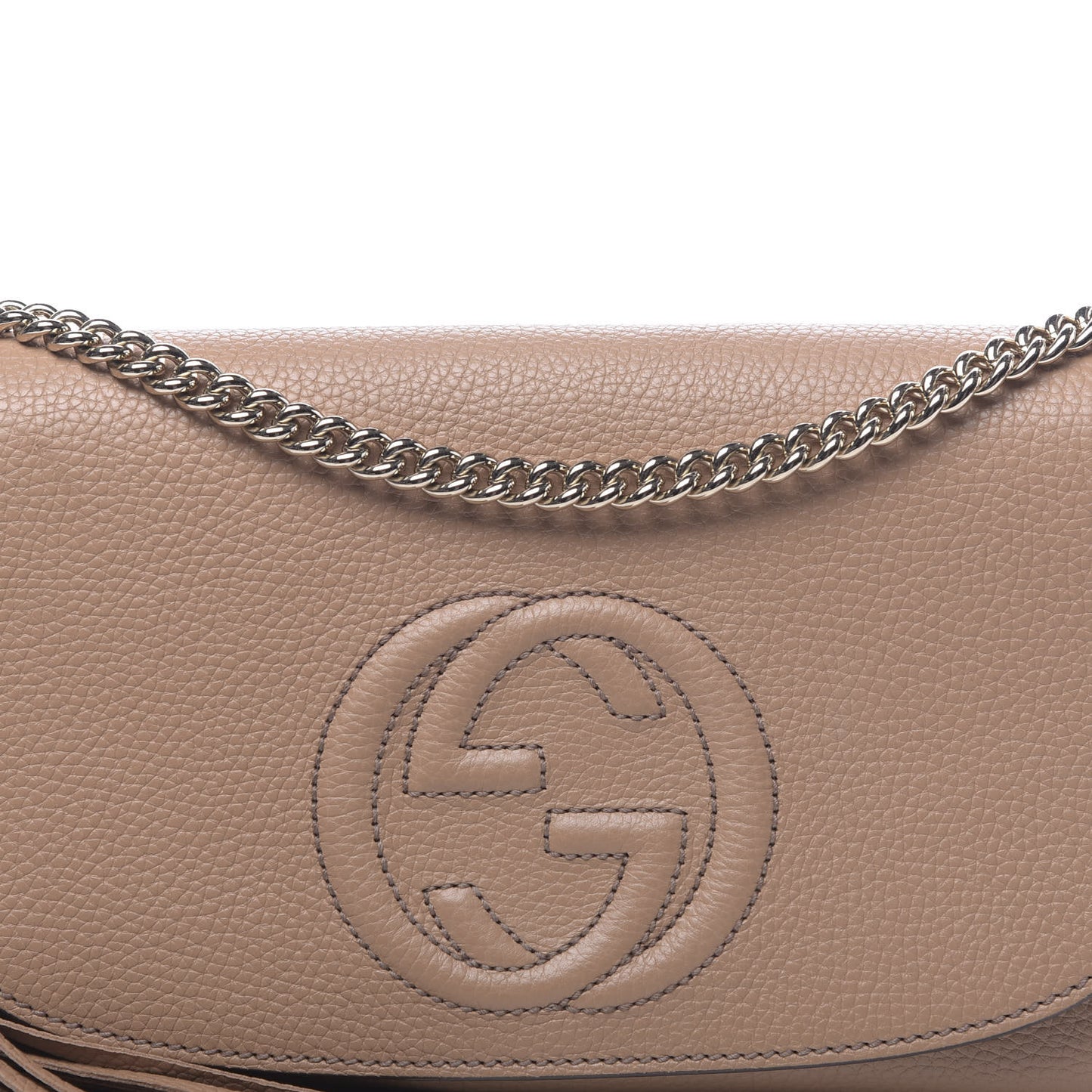 Pebbled Calfskin Medium Soho Flap Crossbody Camelia