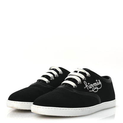 Hermes Canvas Embroidered Innocent Sneakers 38 Black 4 of 12