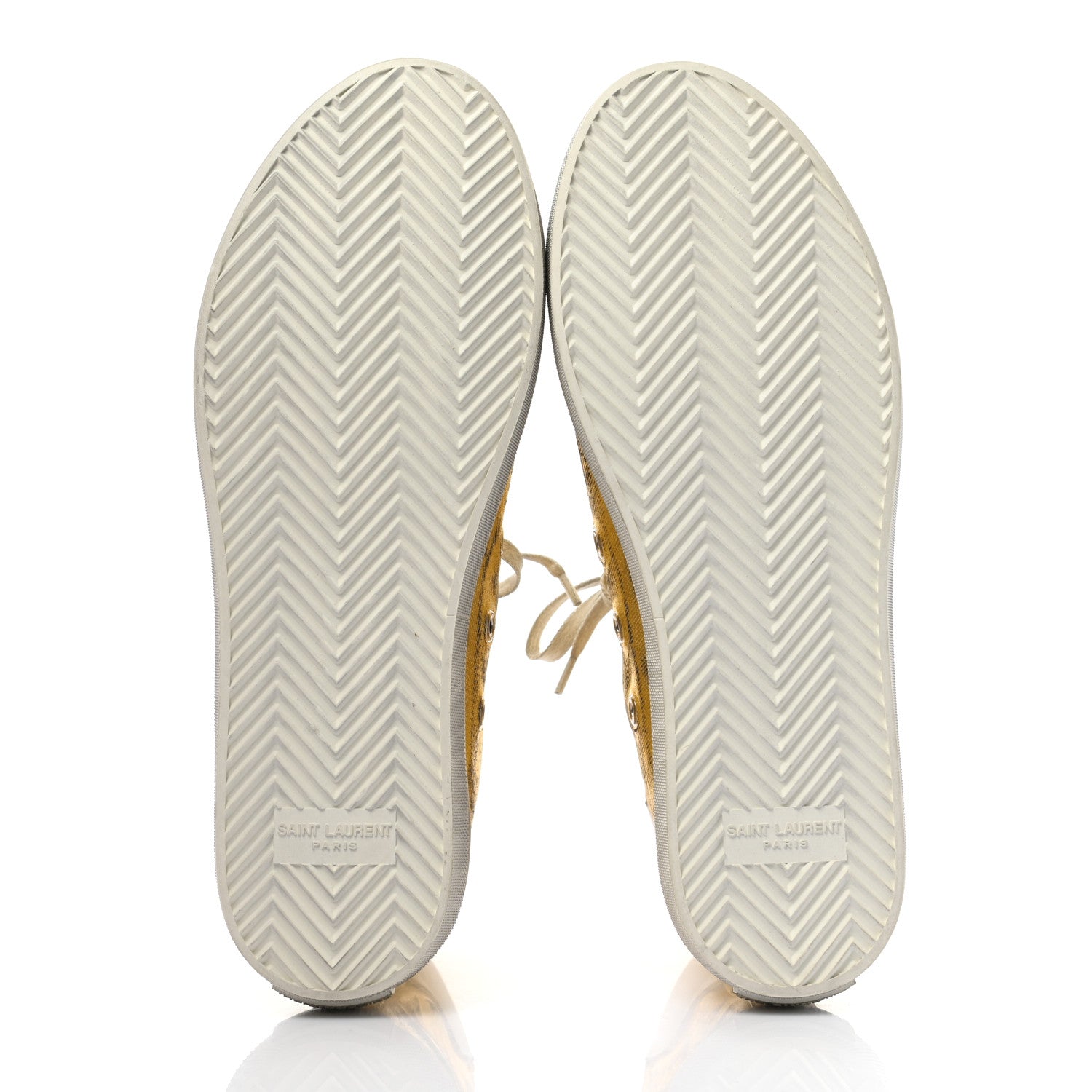Saint Laurent Distressed Calfskin Bedford Logo-Appliqued Hightop Sneakers 38 Gold Cream White 5 of 10