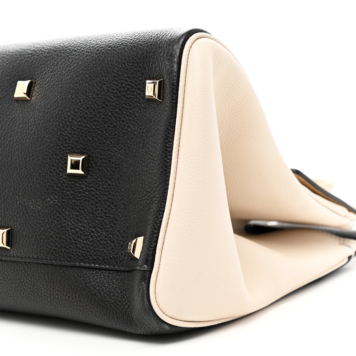 Salvatore Ferragamo Calfskin Large Studio Bag Dune Bone Black 8 of 9