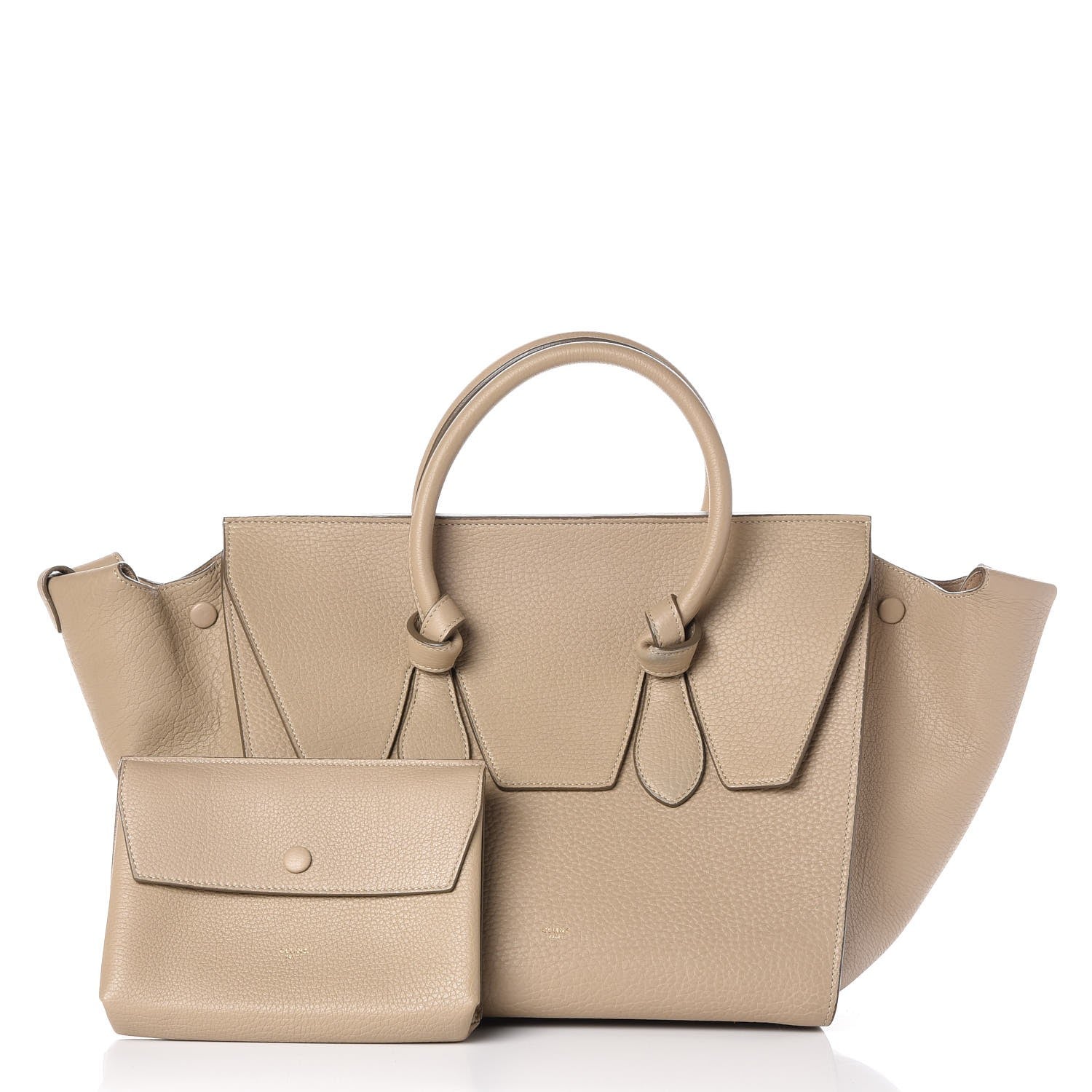 Celine Grained Calfskin Small Tie Knot Tote Light Taupe 3 of 10