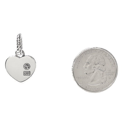 David Yurman Sterling Silver Black Onyx Diamond Cable Heart Charm Pendant 2 of 2