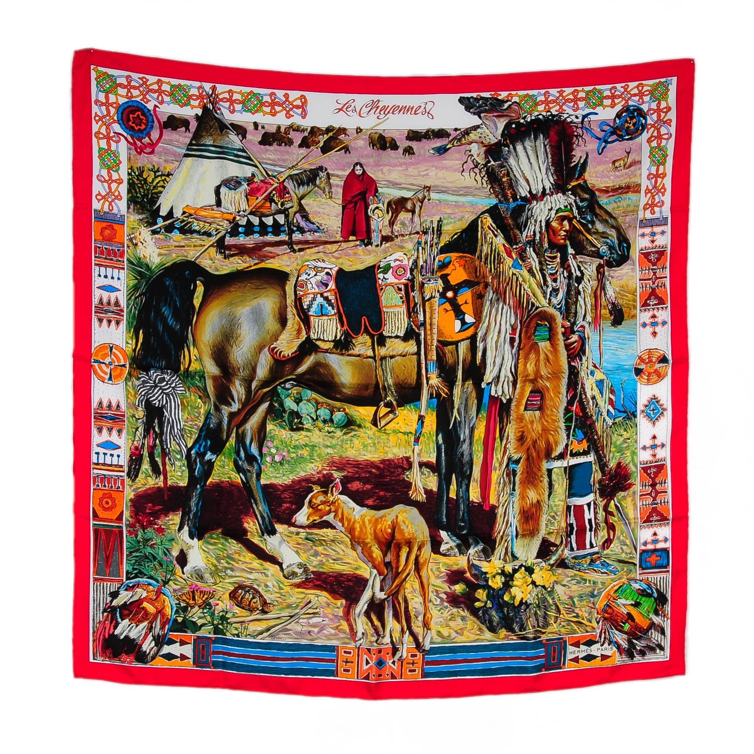 Hermes Silk Les Cheyennes Scarf 90 2 of 8