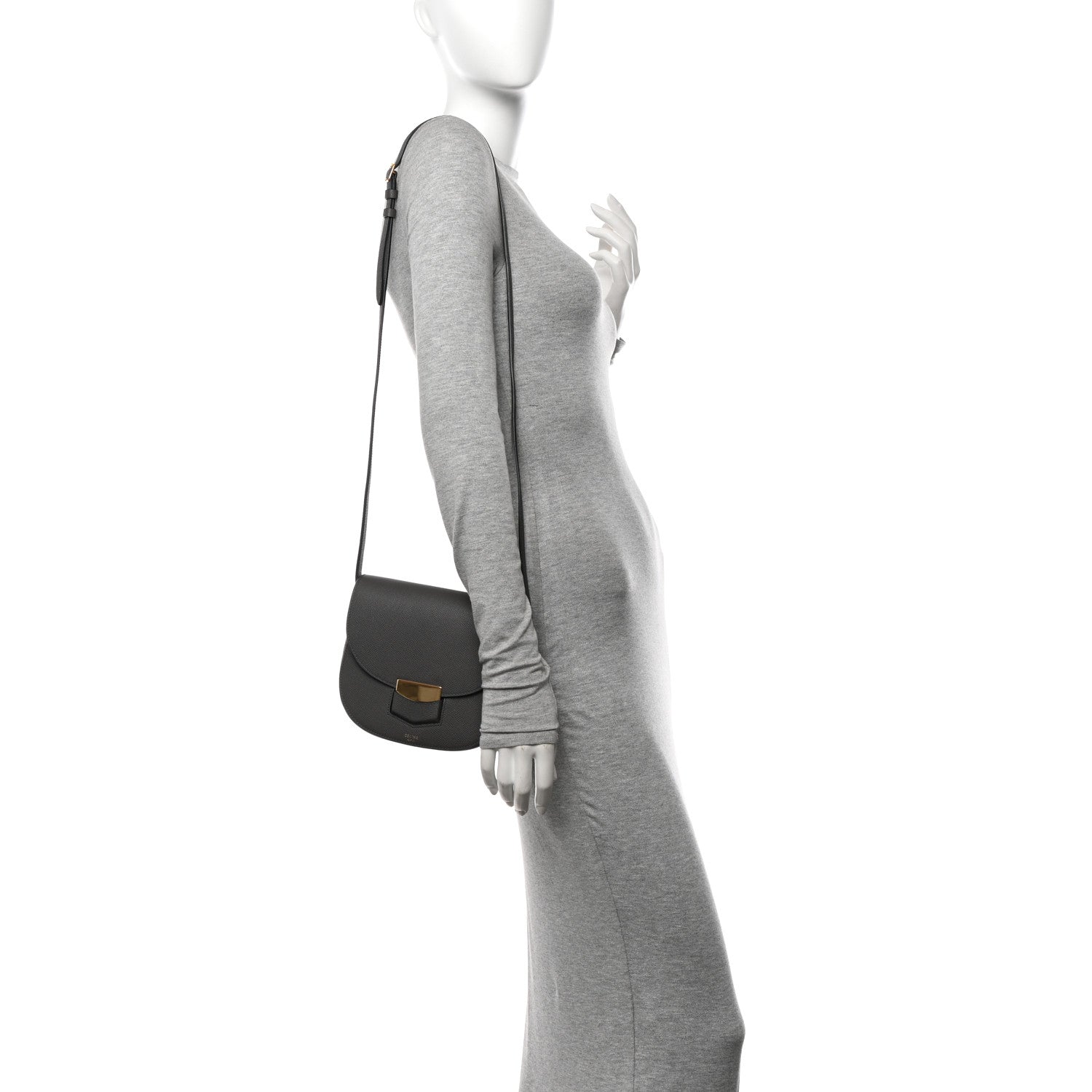 Celine Baby Grained Calfskin Small Trotteur Grey 2 of 11