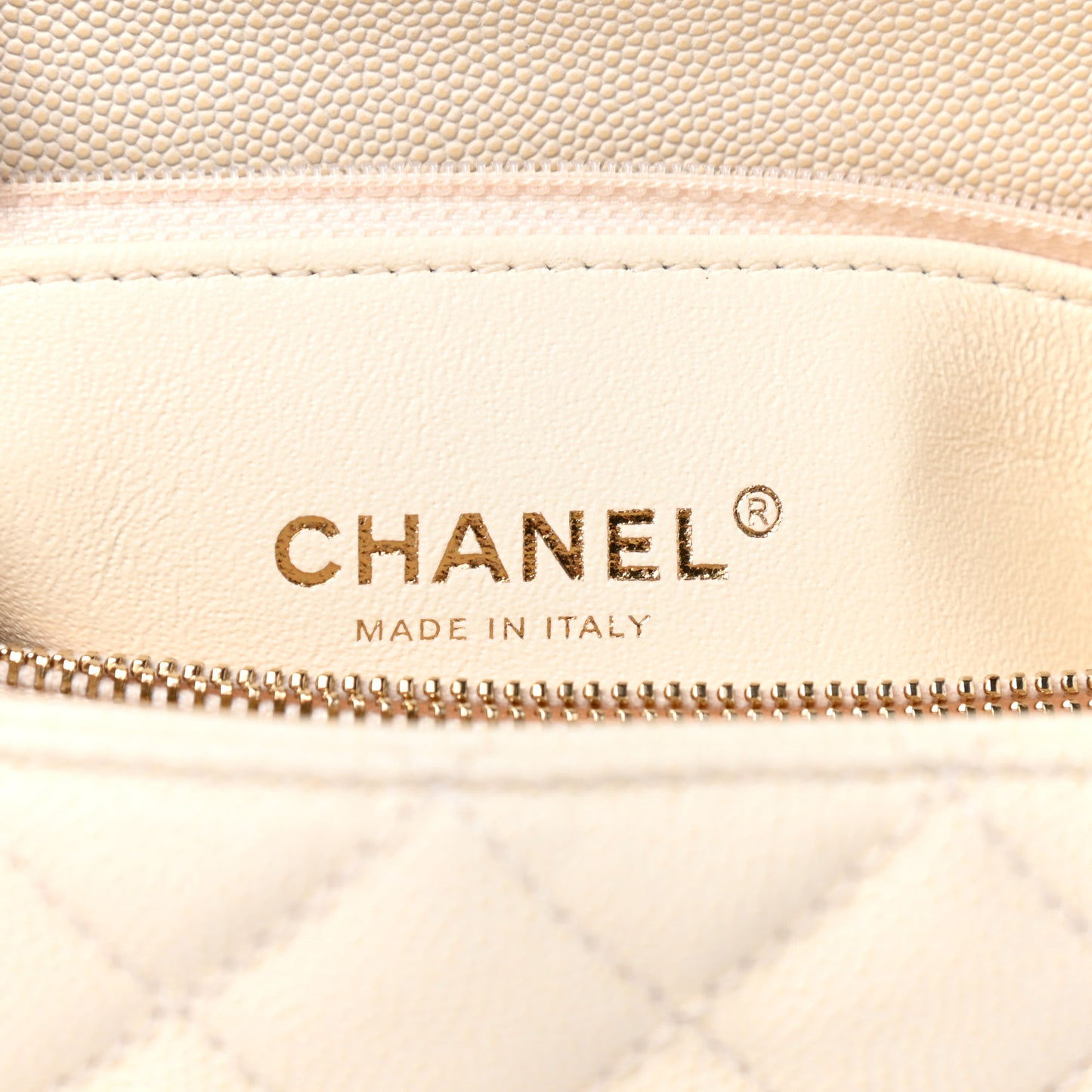 Caviar Lizard Quilted Small Coco Handle Flap Ivory