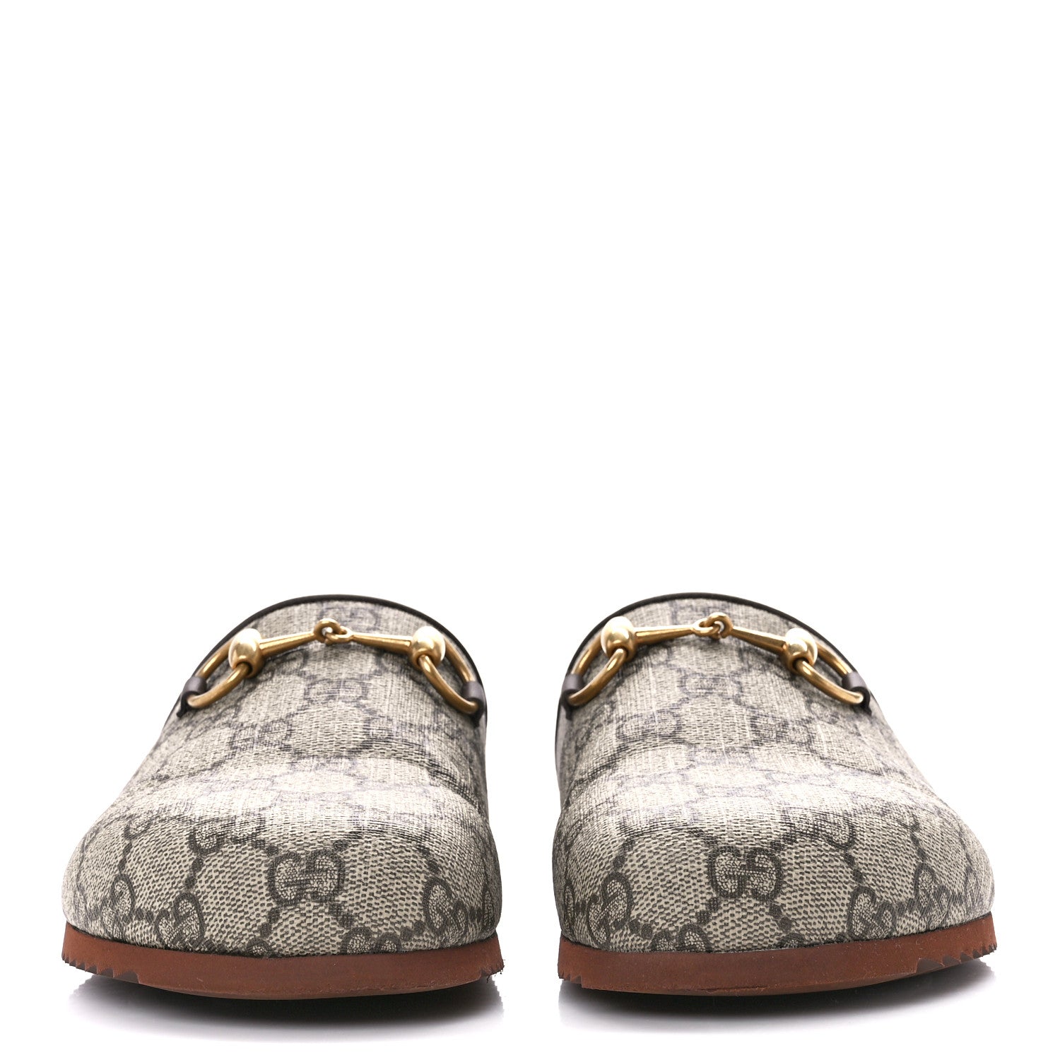 Gucci GG Supreme Monogram Miro Soft Calfskin Womens Horsebit Slippers 37.5 Beige Ebony New Acero 2 of 11