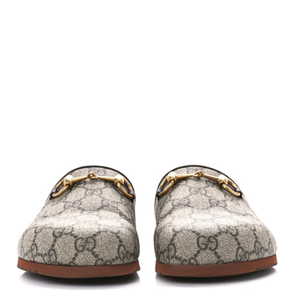 Gucci GG Supreme Monogram Miro Soft Calfskin Womens Horsebit Slippers 37.5 Beige Ebony New Acero 2 of 11