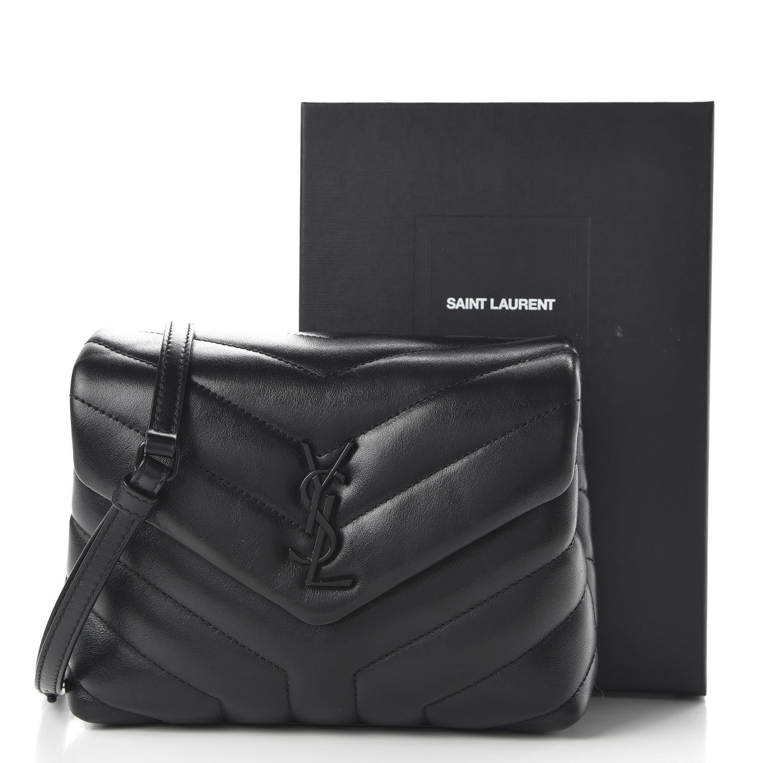 Saint Laurent Calfskin Y Quilted Monogram Toy Loulou Crossbody Bag Black 9 of 9