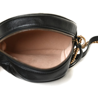 Gucci Azalea Calfskin Matelasse Heart Mini GG Marmont Round Shoulder Bag Black 5 of 12