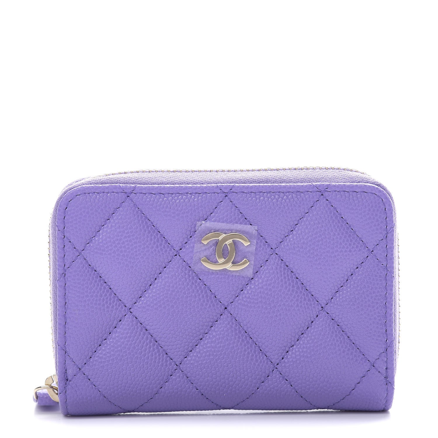 Chanel Caviar Quilted Zip Around Coin Purse Wallet Purple 1 of 8