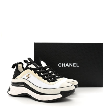 Chanel Fabric Suede Calfskin CC Sneakers 37 White Light Grey 14 of 14