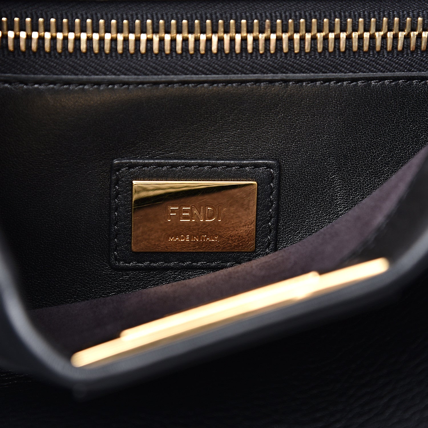 Fendi Vitello Seta Shiny Nappa Medium Peekaboo Iconic Satchel Black 7 of 12
