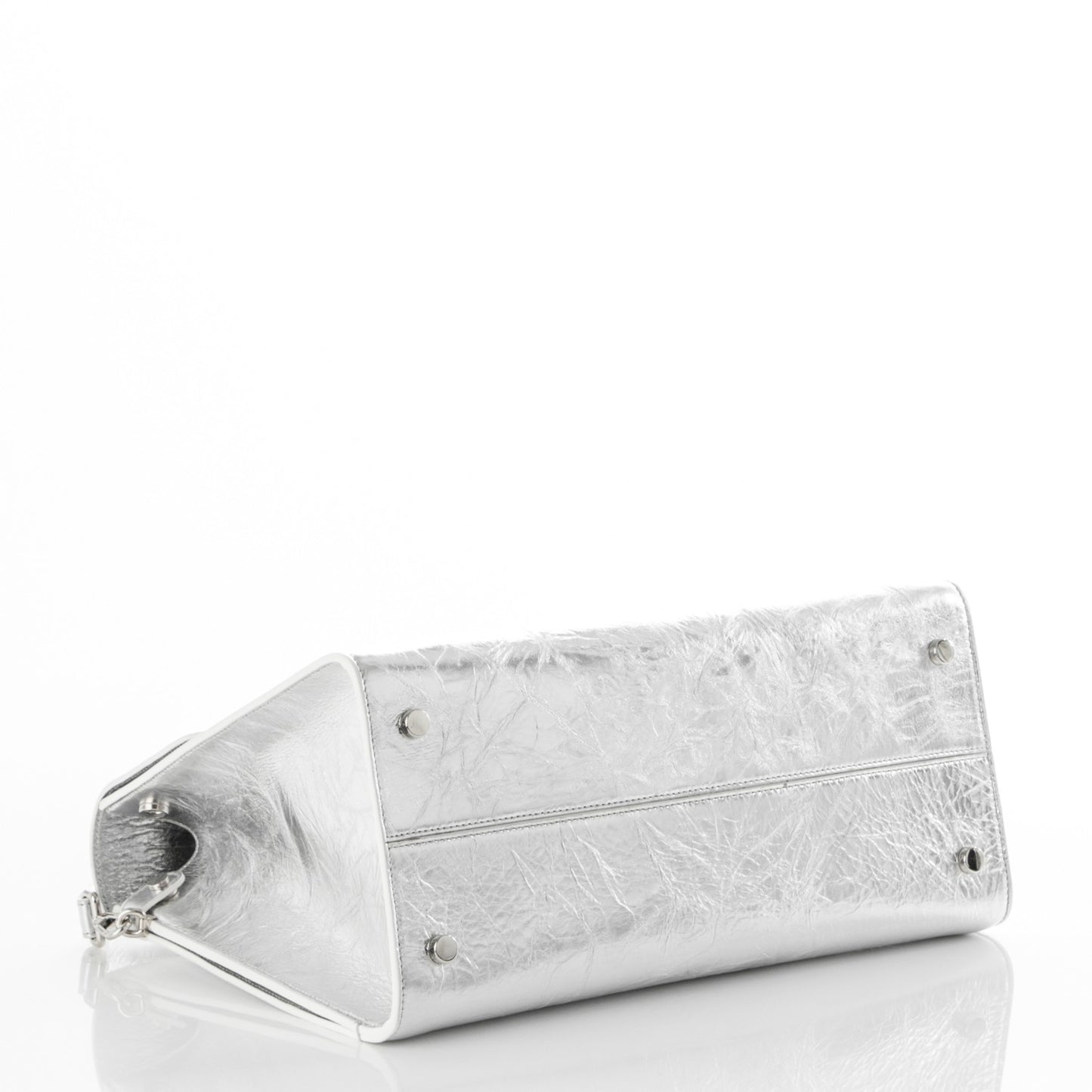 Metallic Calfskin Large Diorever Flap Silver
