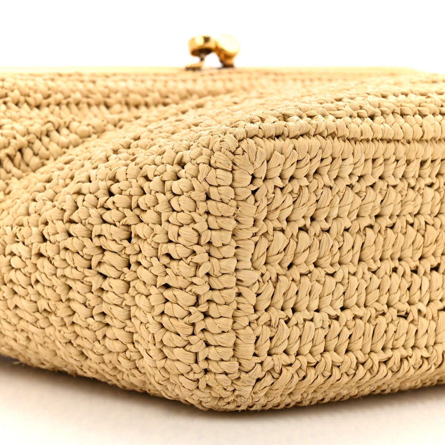 Raffia Monogram Medium Sac Charnerie Naturale Brick