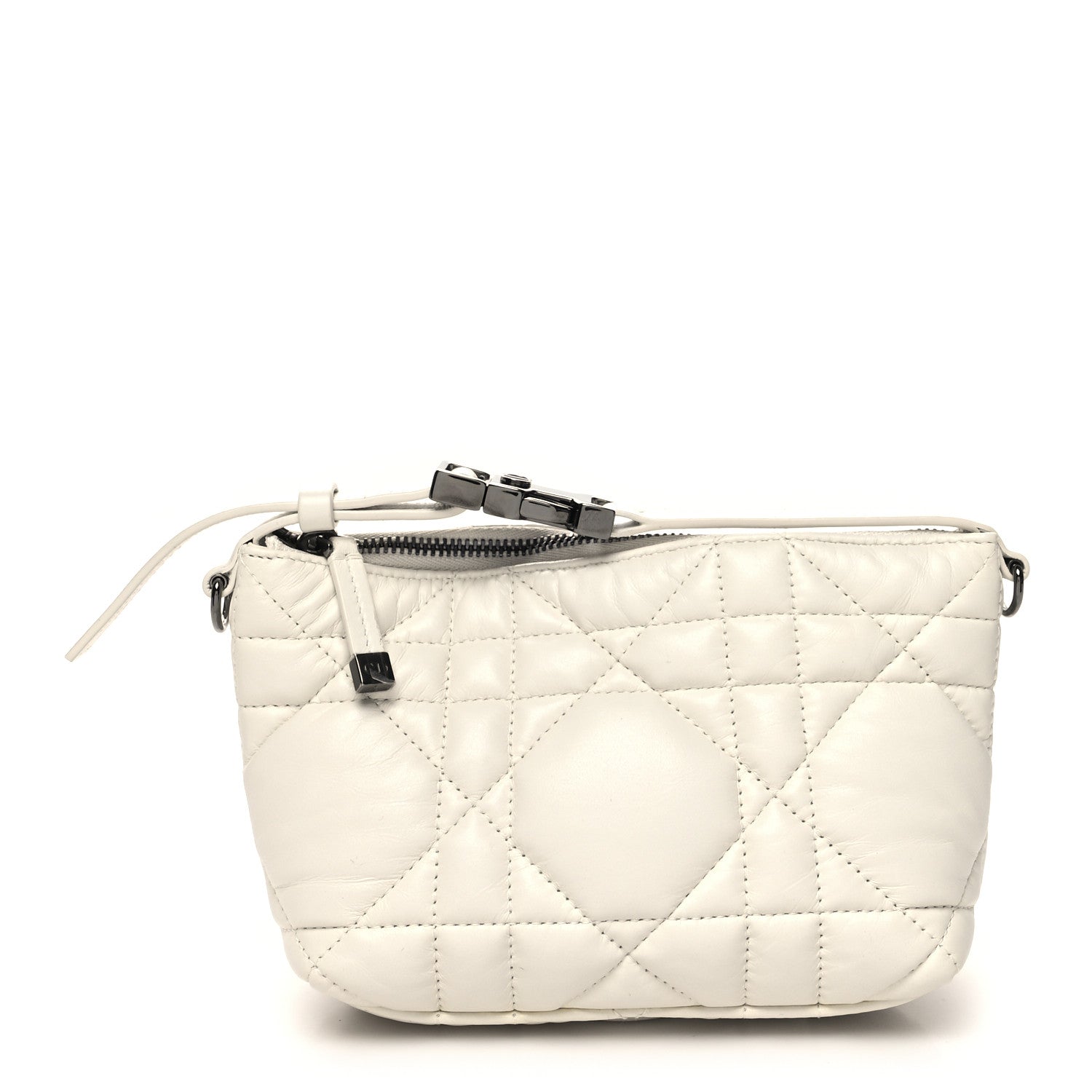 Christian Dior Calfskin Macrocannage Small Diortravel Nomad Pouch Ivory 1 of 10