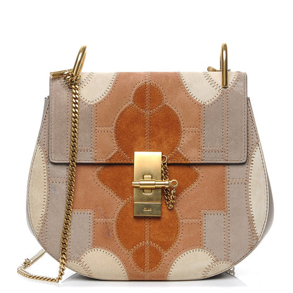 Chloe Suede Calfskin Patchwork Drew Shoulder Bag Motty Grey 1 of 10