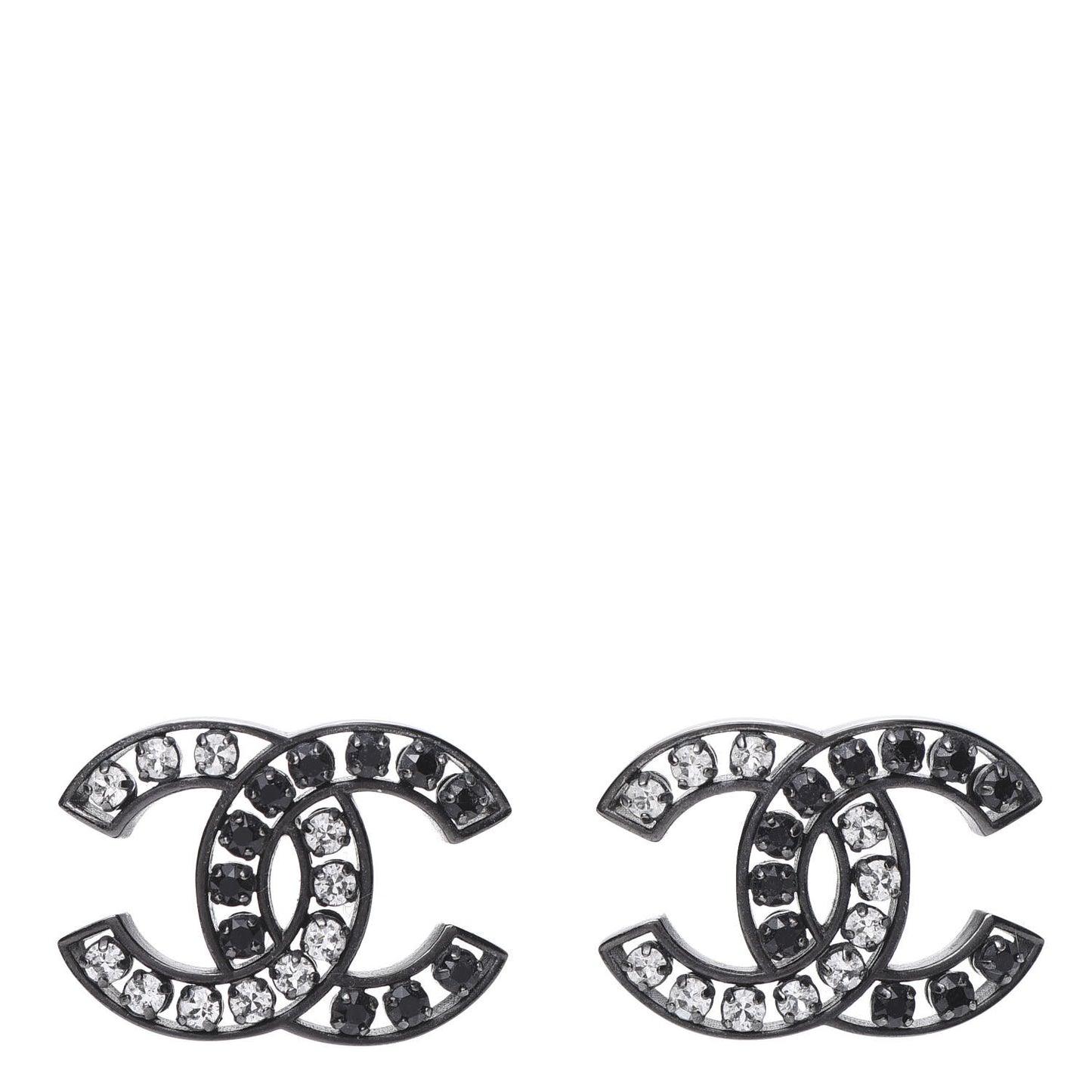Ruthenium Crystal CC Earrings Silver Black