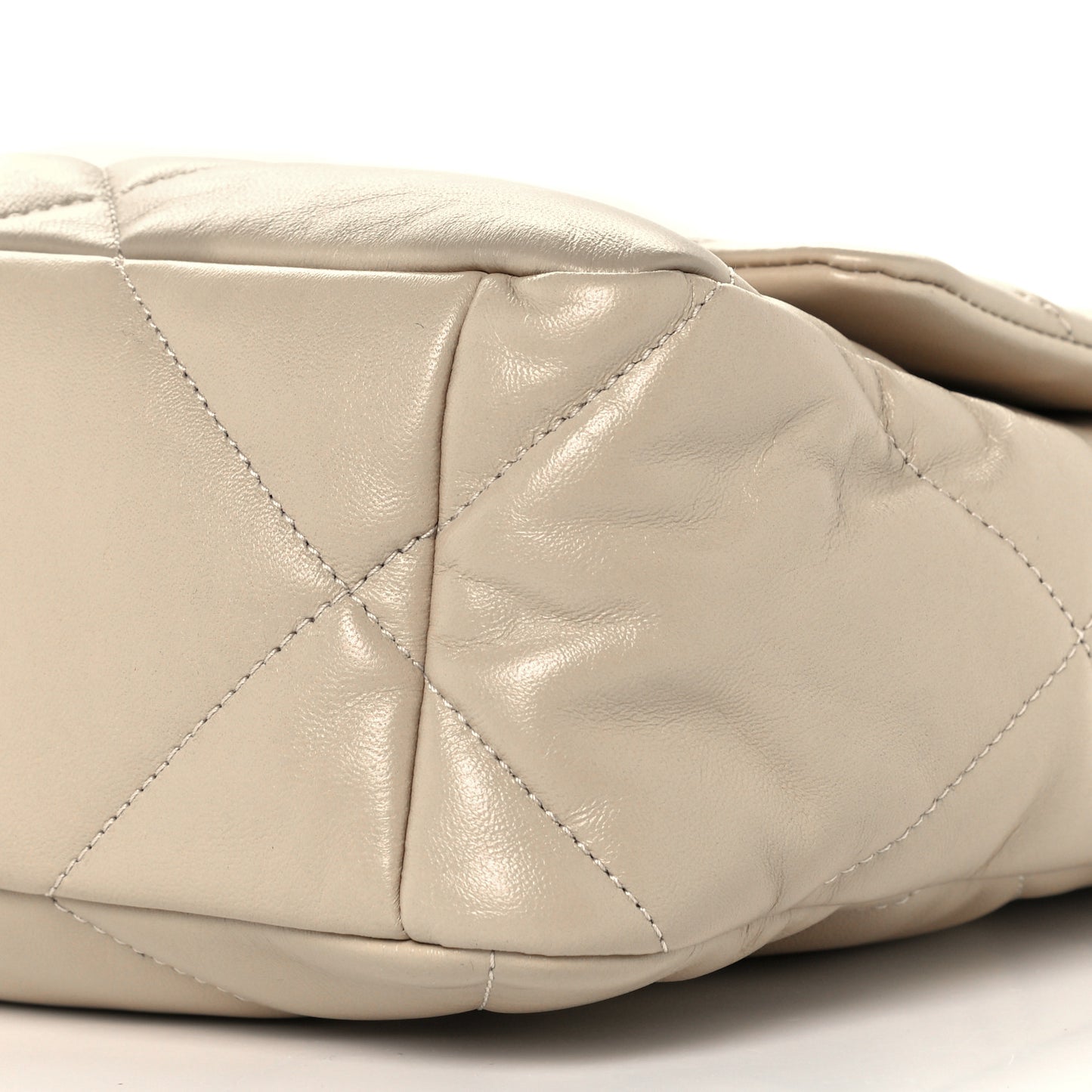Lambskin Quilted Large Chanel 19 Flap Beige