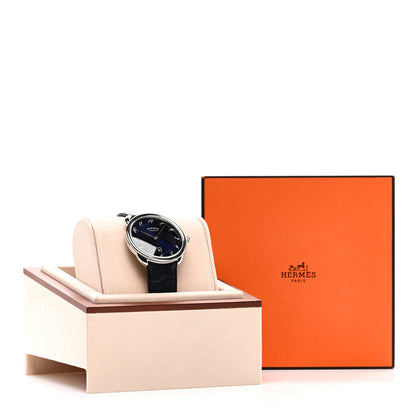 Hermes Stainless Steel Alligator 40mm Arceau Quartz Watch Bleu Abysse 5 of 5