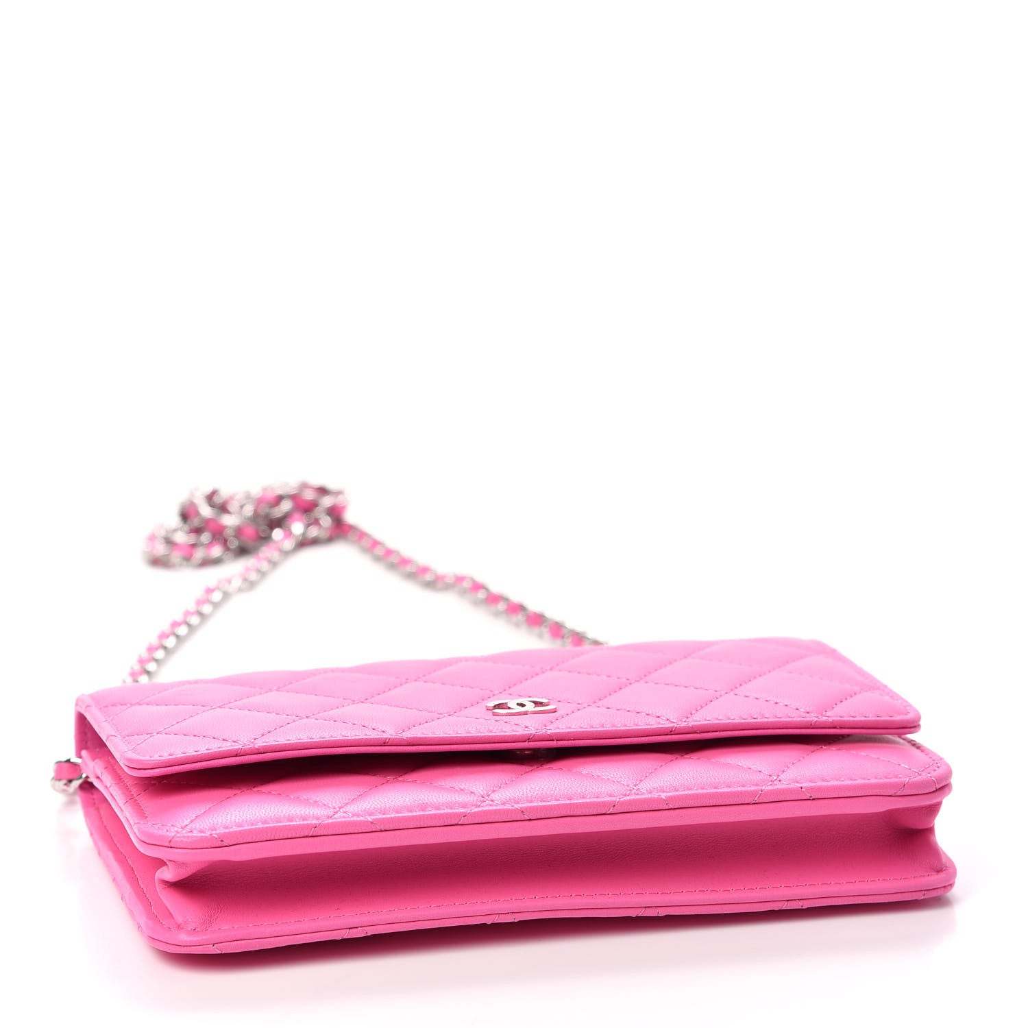 Chanel Lambskin Quilted Wallet On Chain WOC Pink 4 of 11