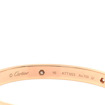 Cartier 18K Pink Gold 4 Diamond LOVE Bracelet 16 4 of 6
